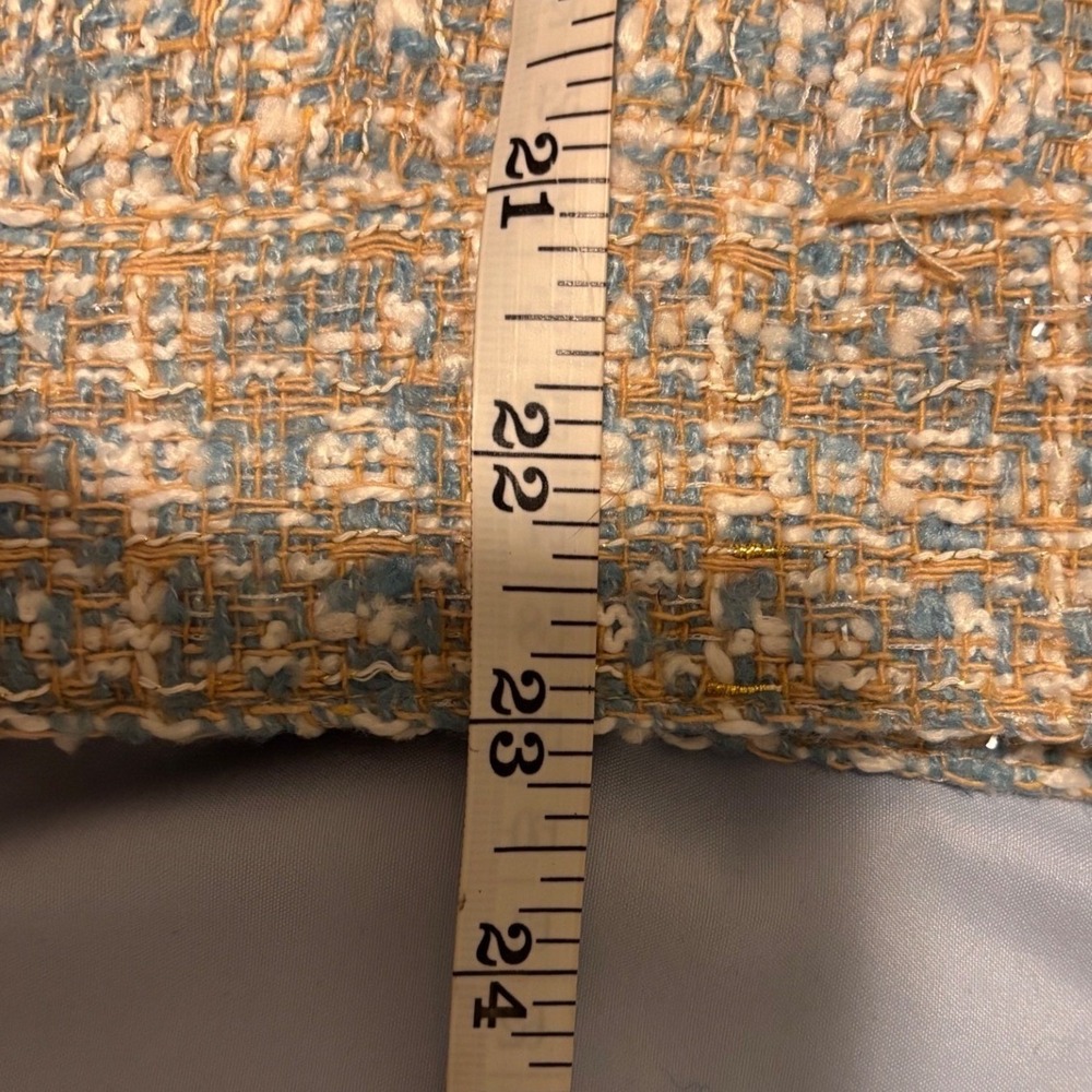 Olivaceous Tweed Jacket Women Small Blue Cream Plaid Old Money Preppy - Picture 8 of 8